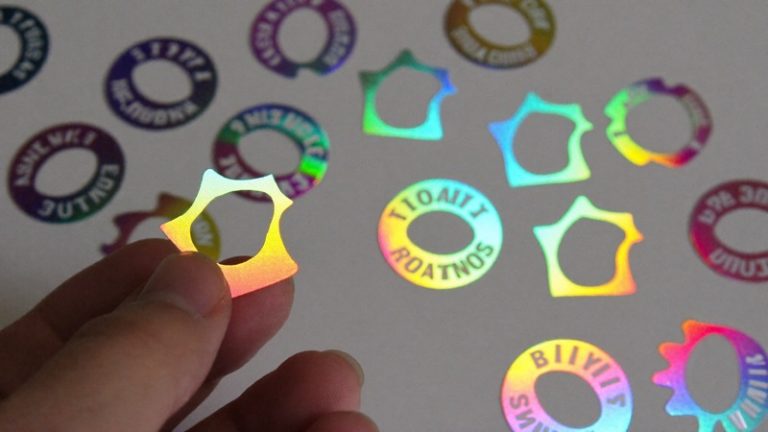 Stickers holographiques irisés à la lumière