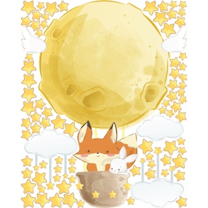 Ambiance-sticker Stickers renard voyageur et 80 étoiles + 100 étoiles phosphorescentes