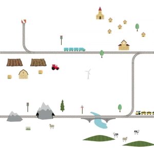 ARCHIV collection Stickers muraux gre frise enfant voyage en train autocollants Multicolore 600x64x21cm