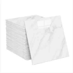 INF Stickers Muraux Décoratifs Résistants à l'Huile - Effet Marbre Blanc, Auto-Adhésifs, Lot de 4